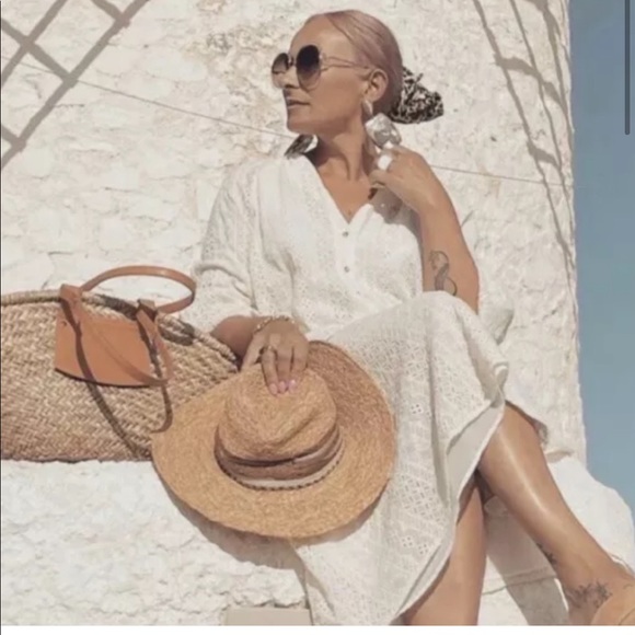 NWOT Zara Openwork Embroidered Eyelet Midi Dress - Picture 3 of 13